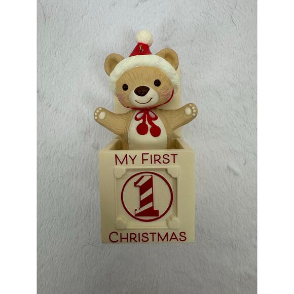 2019  Hallmark Keepsake My First Christmas Teddy Bear Ornament with box - Picture 1 of 8